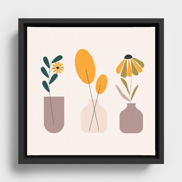 Abstract FlowerPot Design Framed Canvas