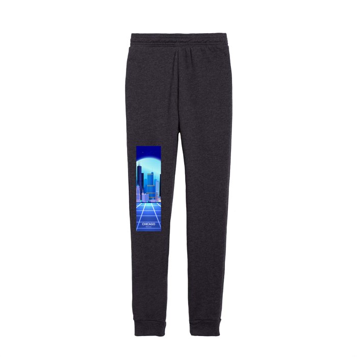 Chicago Cityscape Retrowave Kids Joggers