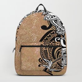 Natural Tapa With Black And White Tribal Overlay Backpack