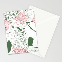 Roses and Stems Lino Print Stationery Card
