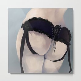 Butt 3 - Cute butt bum in a lace-up corset outfit Metal Print | Butts, Digital, Painting, Dominance, Blue, Strapon, Garter, Erotic, Nudeart, Bootie 