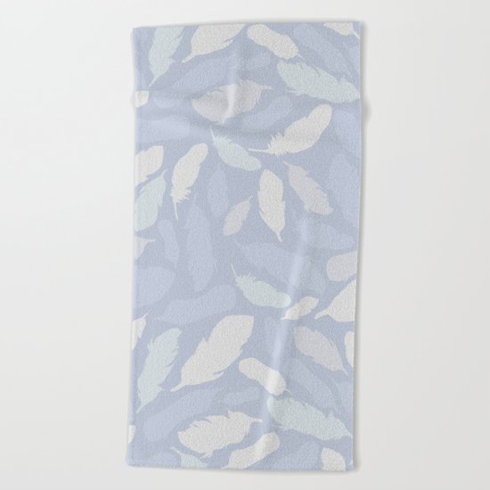 Feather Pattern Light Blue Beach Towel