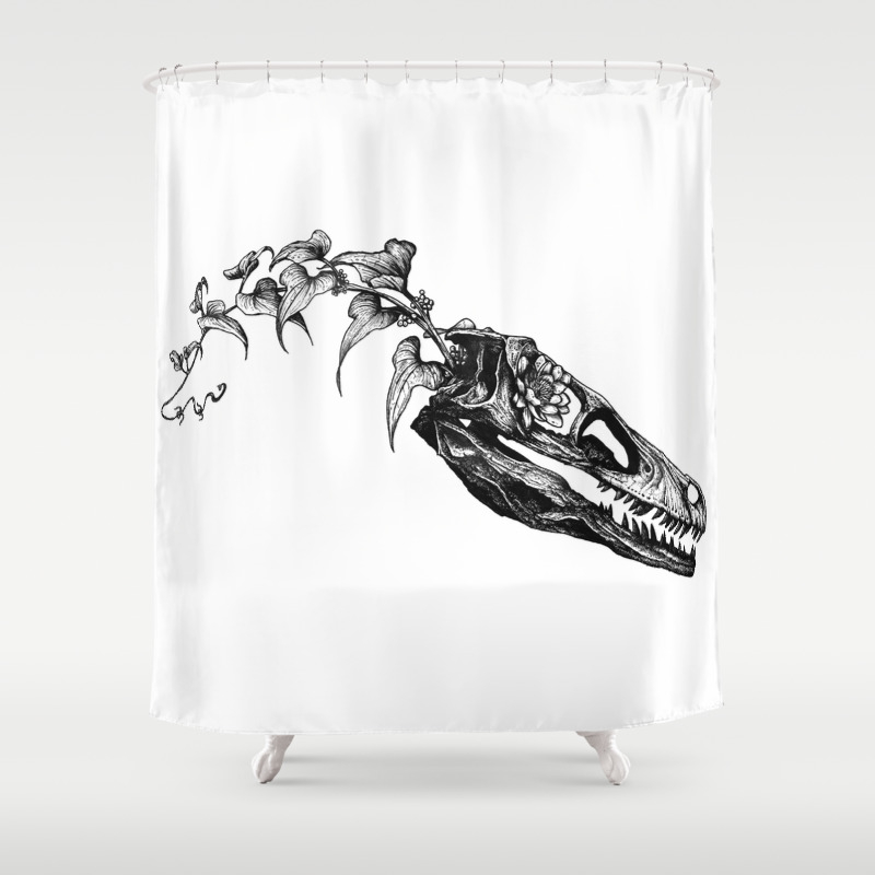Jurassic Bloom The Clever Girl Shower Curtain By Sinpiggyhead