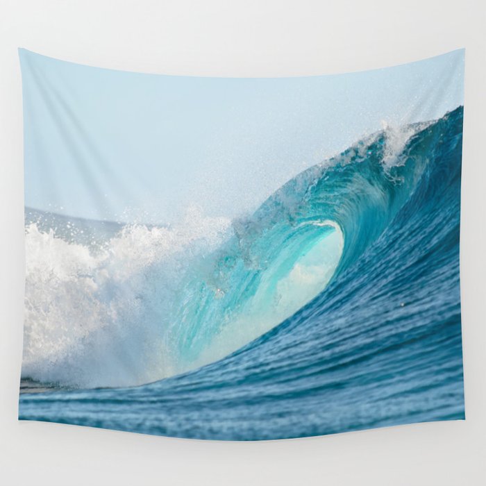 Crashing barrel wave in the Pacific Ocean Wall Tapestry