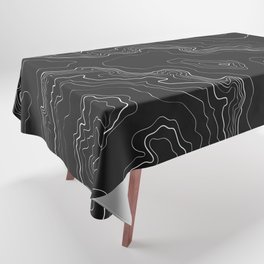 Black topography map Tablecloth