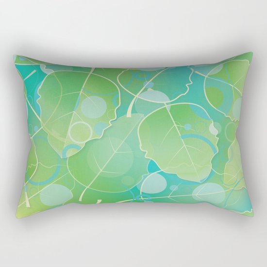 Floating Leaves Pattern I - Spring, Summer, Apple Green Rectangular Pillow
