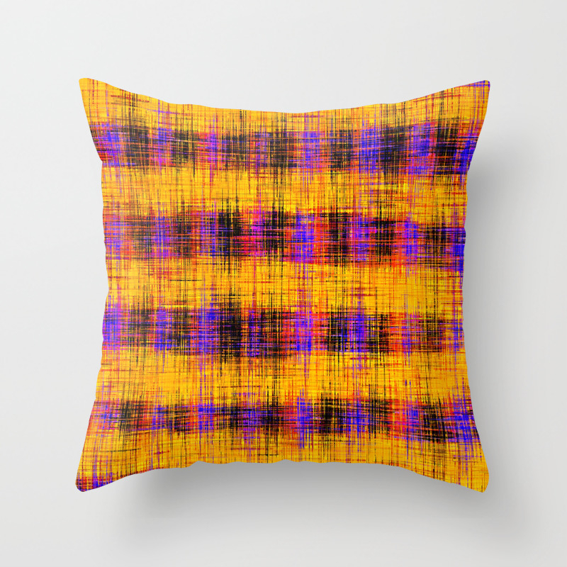 Plaid Pattern Abstract Texture In Orange Yellow Pink Purple Throw