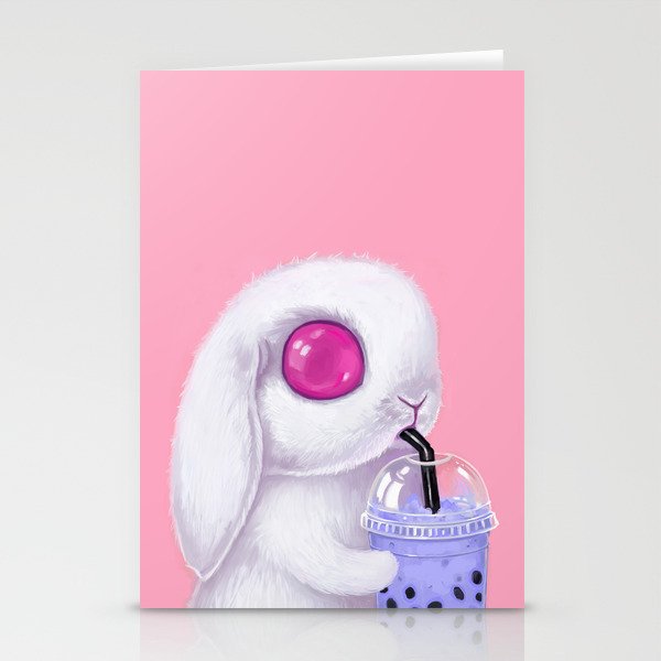 Bunny Loves Bubble Tea Stationery Cards