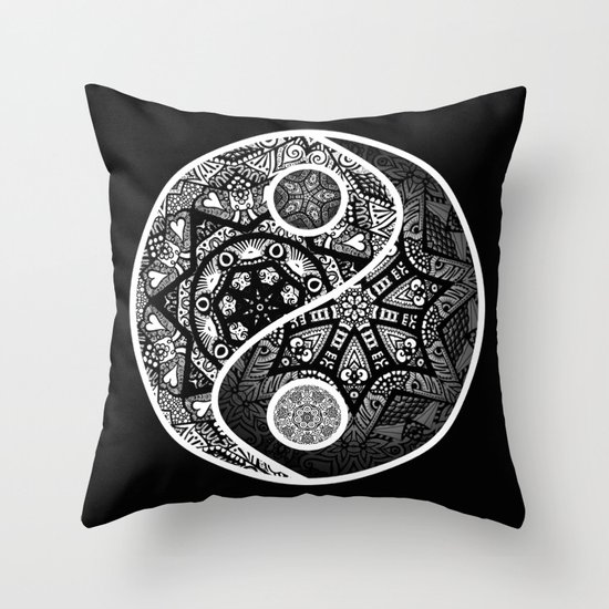 Yin Yang Zentangle Throw Pillow