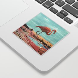 Flamingo on Holiday Sticker