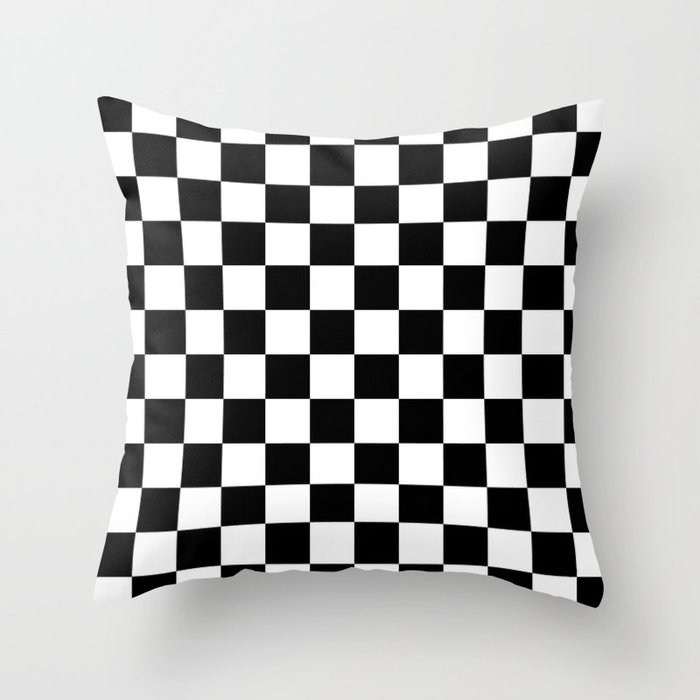 Checkered (Black & White Pattern) Throw Pillow
