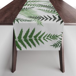 Fern Leaf Pattern on Light Grey Background Table Runner