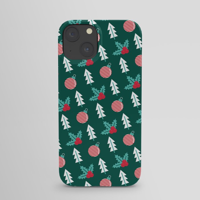Christmas Pattern Tree Ornaments Holly iPhone Case