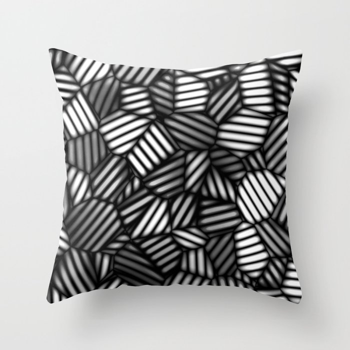Grayscale Leaves Pattern Throw Pillow