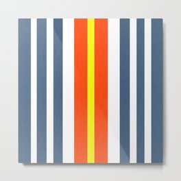 Mitchell Stripe Red White And Blue With Yellow Metal Print
