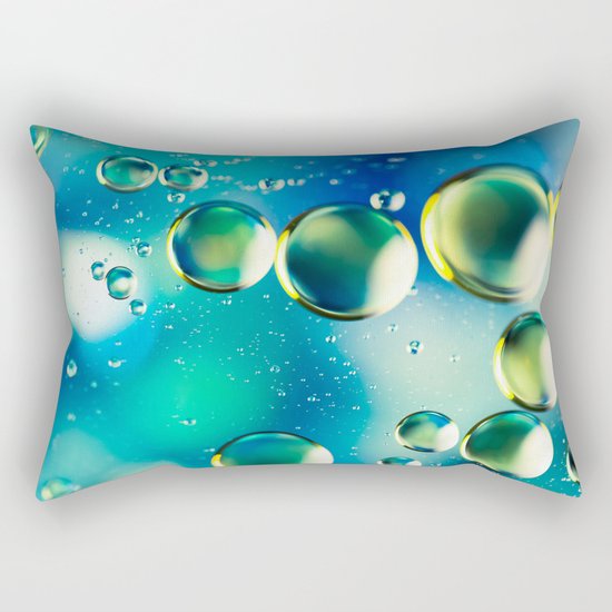 Macro Water Droplets Aquamarine Soft Green Citron Lemon Yellow and Blue jewel tones Rectangular Pillow