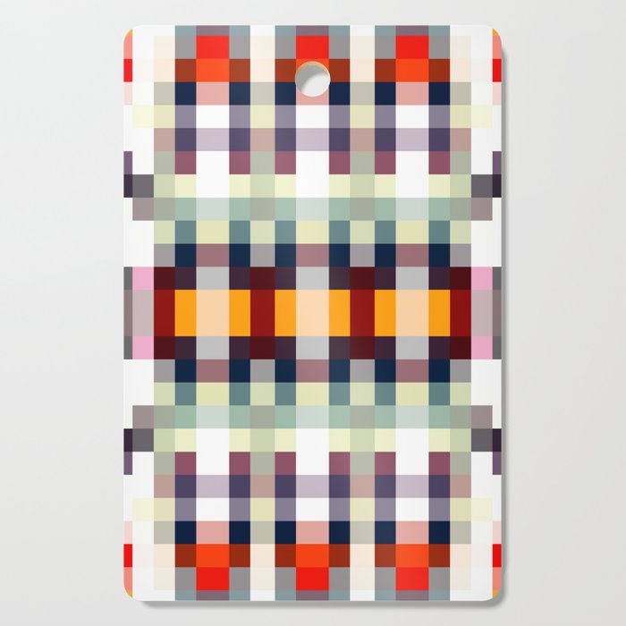 geometric symmetry art pixel square pattern abstract background in red brown yellow Cutting Board