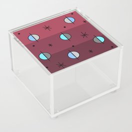 Retro Space Age Planets Stars Maroon Acrylic Box