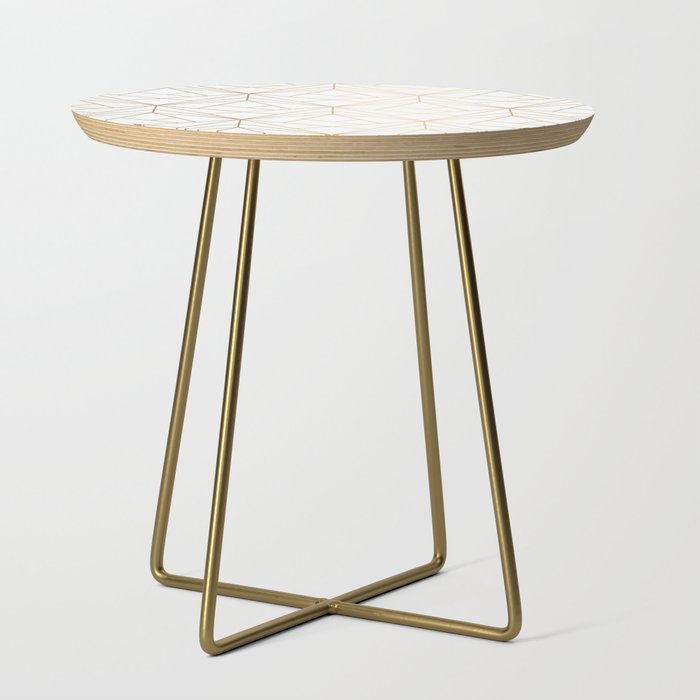 Geometric Gold Pattern With White Shimmer Side Table