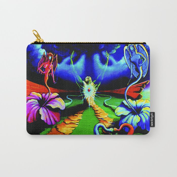 Trippy Cool Hippie Psychedelic Colors Room Wall Decor Spiritual Surreal Angel Art Carry-All Pouch