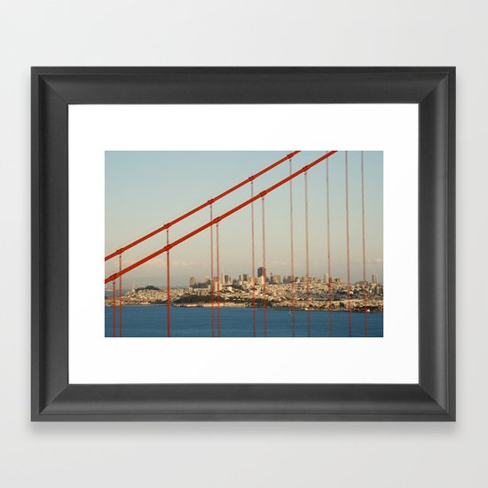 Golden San Gate Francisco Bridge Framed Art Print