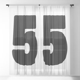 5 (Black & White Number) Sheer Curtain