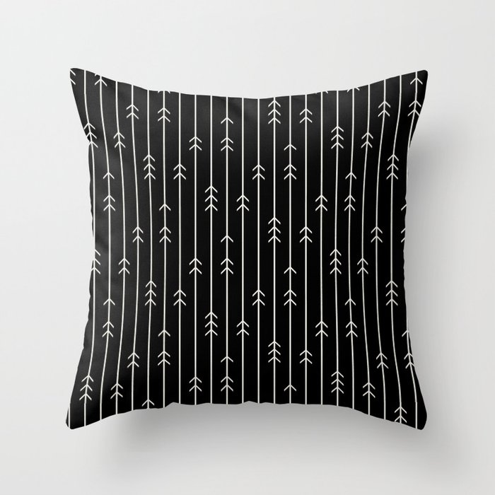 Minimal neutral arrows and lines on black Throw Pillow