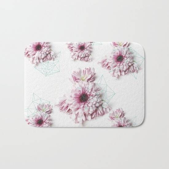 Geometry pastel flowers Bath Mat