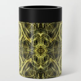 Liquid Light Series 72 ~ Yellow & Grey Abstract Fractal Pattern Can Cooler