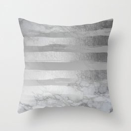 Silver Stripes on Black and White Marble Throw Pillow | Pattern, Teal, Curated, Sea, White, Illustration, Texture, Drawing, Cube, Gold 