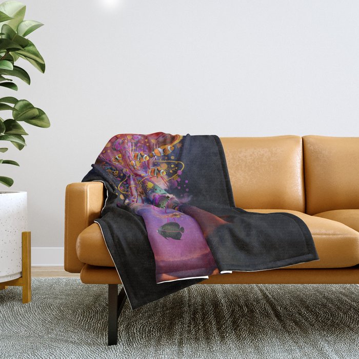 Electric Jellyfish In your Hands Throw Blanket