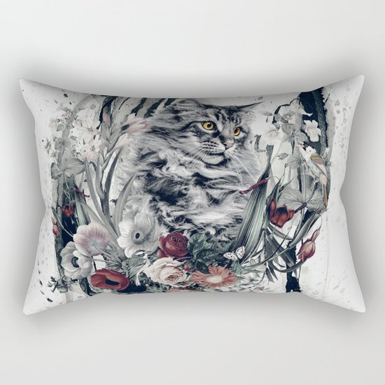 Cat in flowers Rectangular Pillow