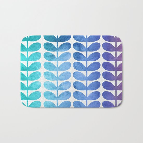 Colorful Leaves from Turquoise to Levender Bath Mat