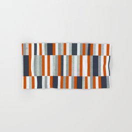 Orange, Navy Blue, Gray / Grey Stripes, Abstract Nautical Maritime Design by Hand & Bath Towel