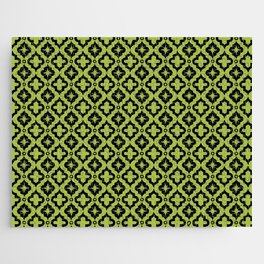 Light Green and Black Ornamental Arabic Pattern Jigsaw Puzzle