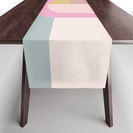 Modern Pastel Architecture Shapes in Pink, Yellow, and Blue Table Runner