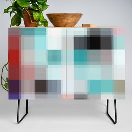 geometric pixel square pattern abstract background in blue pink Credenza