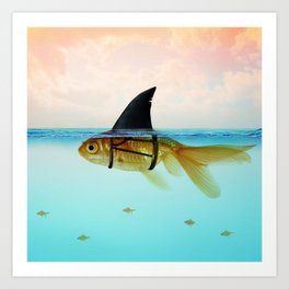 goldfish with a shark fin Art Print