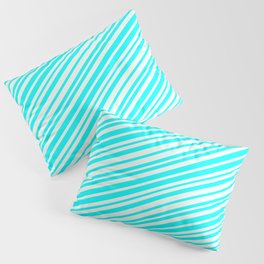 [ Thumbnail: Mint Cream & Aqua Colored Stripes Pattern Pillow Sham ]