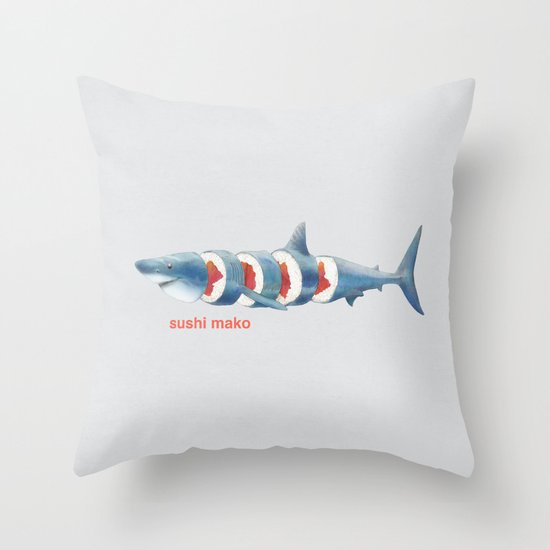 Sushi Mako (color option) Throw Pillow