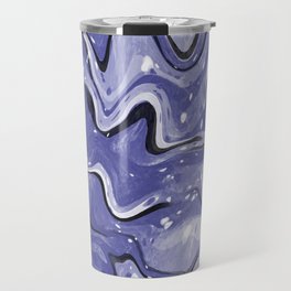 Very Peri abstract art, Very peri white and black fluid art Travel Mug