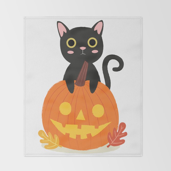 Halloween Black Cat Throw Blanket By Karinbijlsma Society6