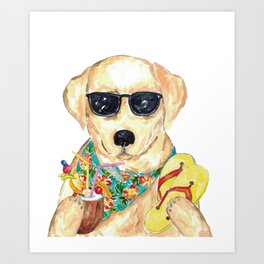 Golden Retriever Dog Sunglasses Art Print
