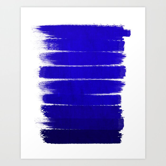 Shel - abstract painting painterly brushstrokes indigo blue bright happy paint abstract minimal mode Art Print