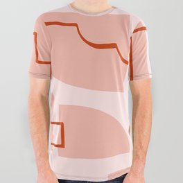 Mid Century Modern Abstract - Pink, Peach & Rust All Over Graphic Tee