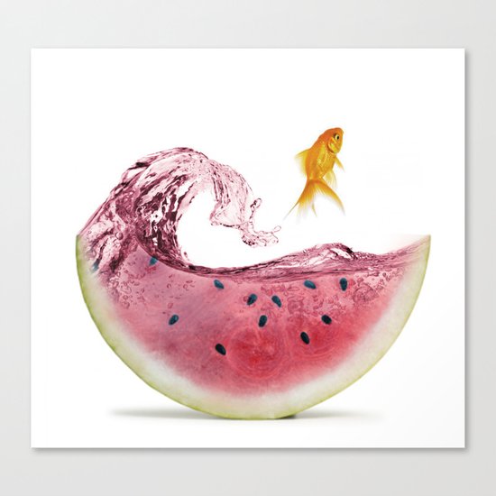 watermelon goldfish Canvas Print
