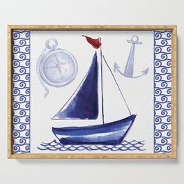 Sailboat with Waves Serving Tray