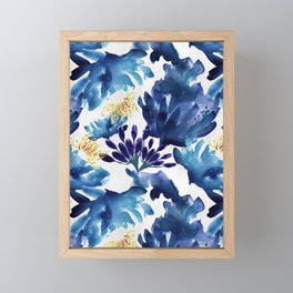 Blue Flowers - Abstract Floral Watercolor Pattern Framed Mini Art Print