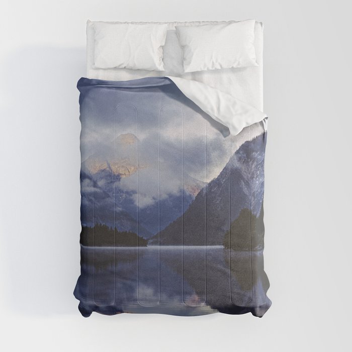 foggy lake view Comforter