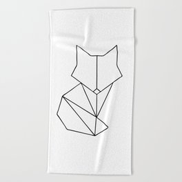 Geometric Fox - Black Beach Towel